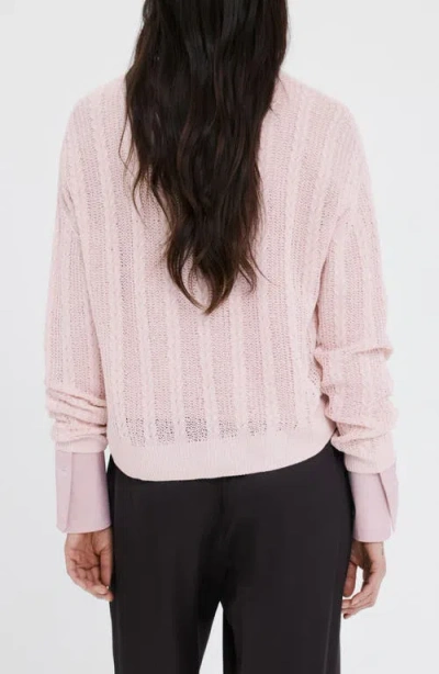 Mango Lace Pattern Sweater In Pink