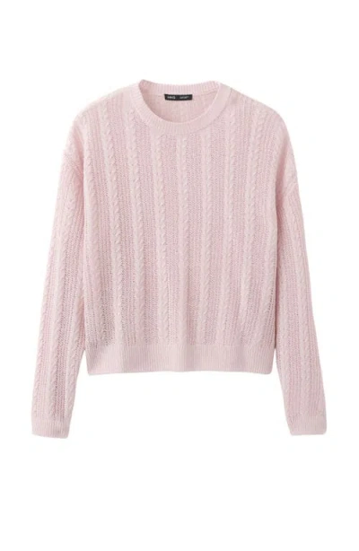 Mango Lace Pattern Sweater In Pink