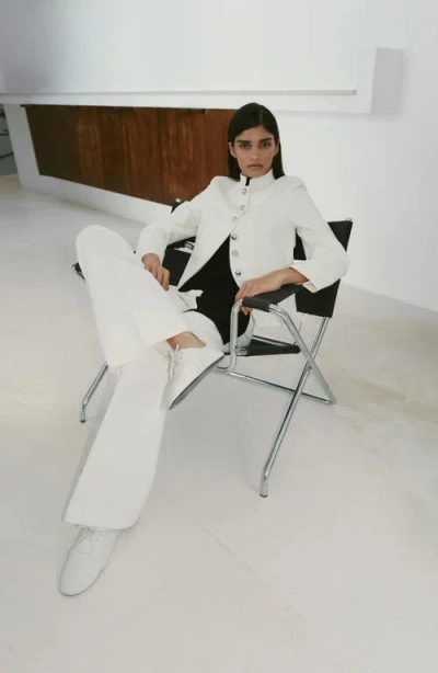 Mango Mandarin Collar Jacket In White