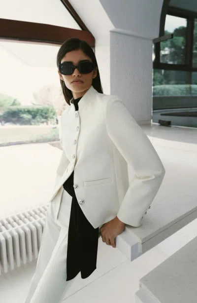 Mango Mandarin Collar Jacket In White
