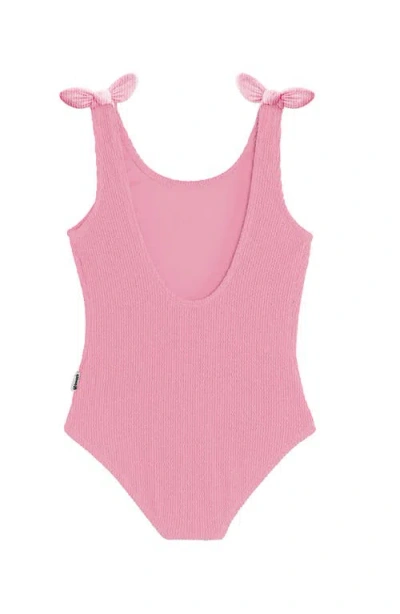 Limeapple Crinkle Bow Tie One Piece In Pink