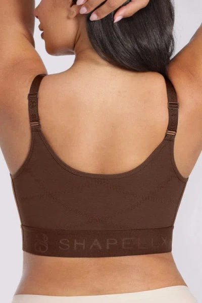 Shapellx Bare Essentials Airslim Unlined Wireless Front-closure Bra In Brown