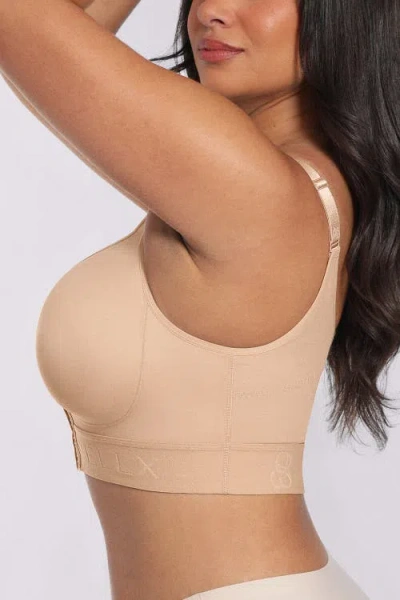 Shapellx Bare Essentials Airslim Unlined Wireless Front-closure Bra In Neutral