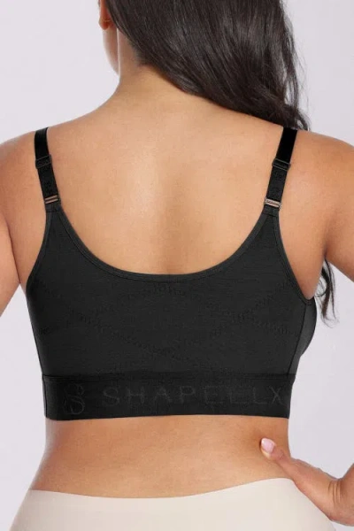 Shapellx Bare Essentials Airslim Unlined Wireless Front-closure Bra In Black