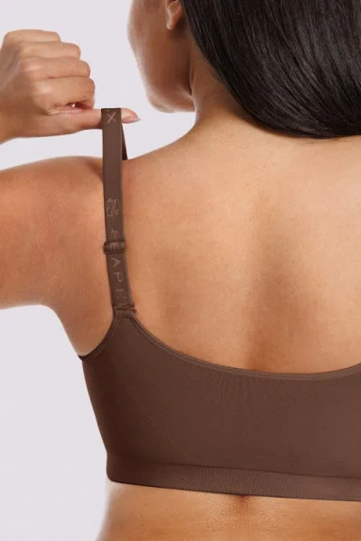 Shapellx Bare Essentials Skin Flow Front-zipper Wireless Bra In Brown