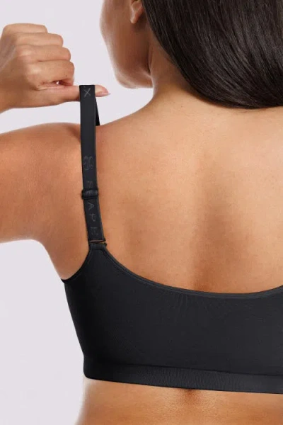Shapellx Bare Essentials Skin Flow Front-zipper Wireless Bra In Black