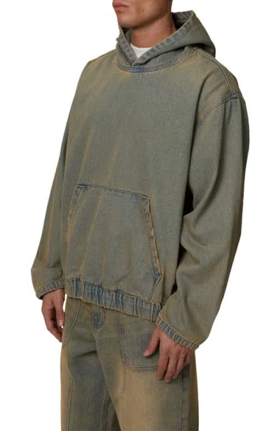 Good For Nothing Oversized Denim Pullover Hood In Brown