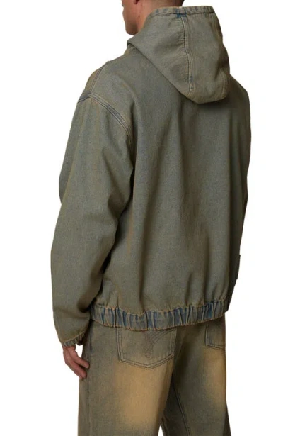 Good For Nothing Oversized Denim Pullover Hood In Brown