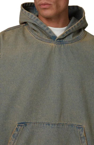 Good For Nothing Oversized Denim Pullover Hood In Brown