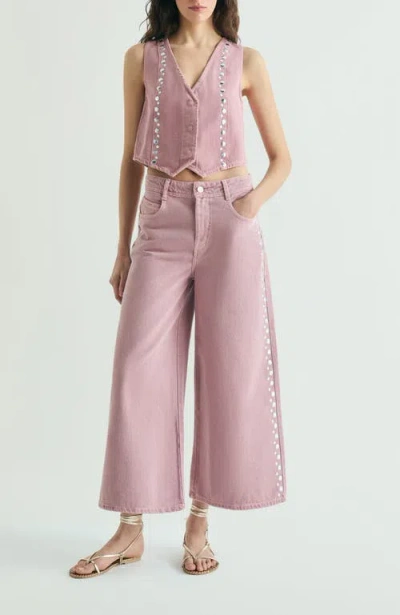 Scalpers Jeans Culotte Studs In Pink