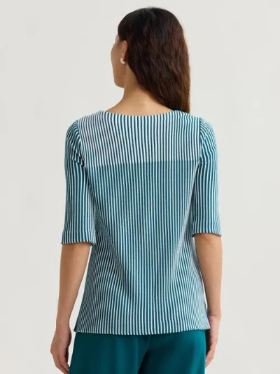 Misook Linear Stripe Soft Knit Tunic In Blue