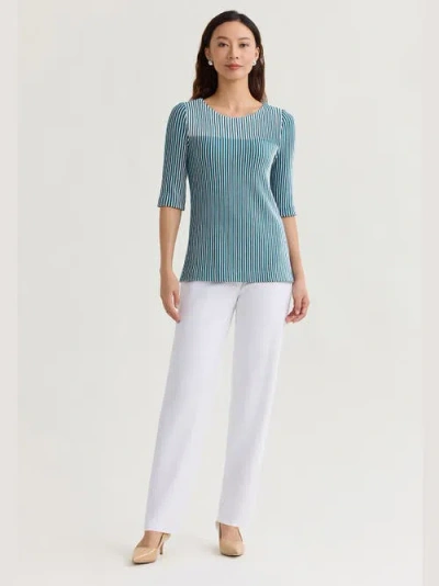 Misook Linear Stripe Soft Knit Tunic In Blue