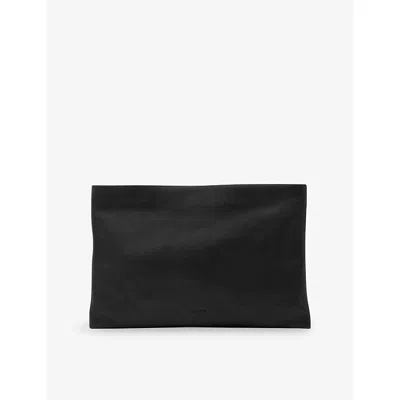 Allsaints Leather Bettina Large Leather Clutch Bag In Black