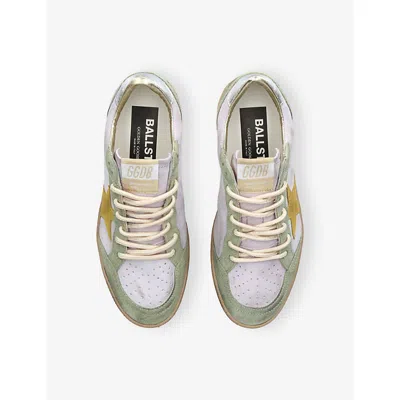 Golden Goose Ball Star Sneakers In Suede And Laminated Leather Heel In Multi