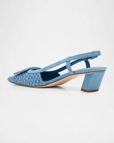 Roger Vivier Belle Vivier Slingback Pumps In Jacquard Denim In Blue