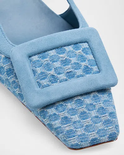 Roger Vivier Belle Vivier Slingback Pumps In Jacquard Denim In Blue