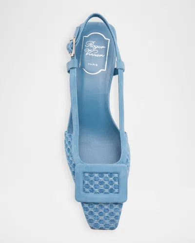 Roger Vivier Belle Vivier Slingback Pumps In Jacquard Denim In Blue