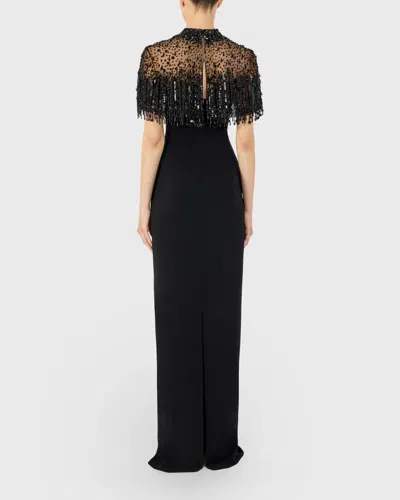 Jenny Packham Livia Beaded-embellishment Zip-up Maxi Dress In Black