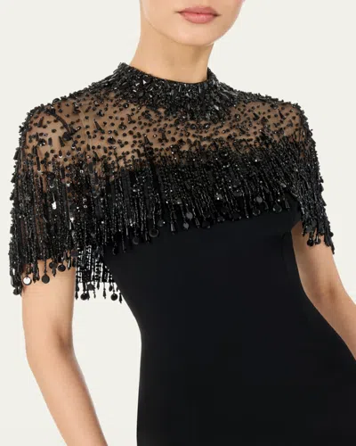 Jenny Packham Livia Beaded-embellishment Zip-up Maxi Dress In Black