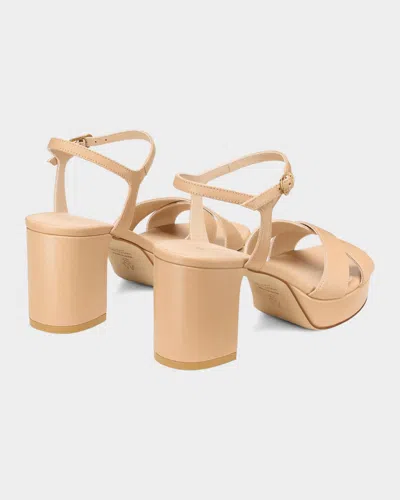 Stuart Weitzman Dayna Patent Crisscross Platform Sandals In Brown