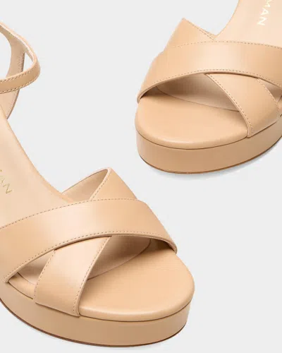 Stuart Weitzman Dayna Patent Crisscross Platform Sandals In Brown