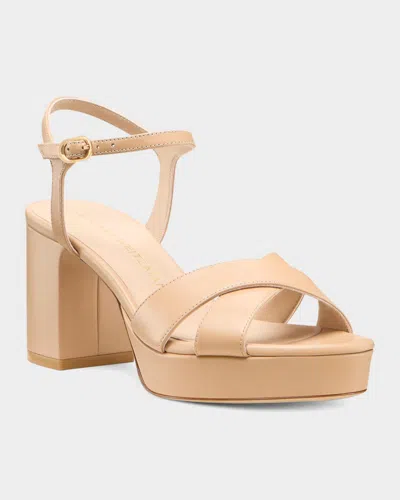 Stuart Weitzman Dayna Patent Crisscross Platform Sandals In Brown