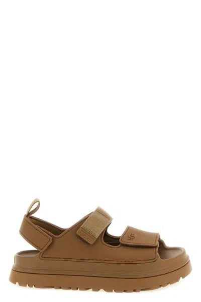 Ugg Rubber Sandals With Embossed Logo In Brown