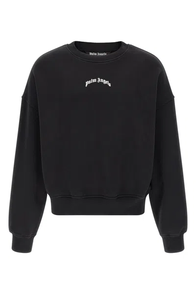 Palm Angels Men Black Back Curved Logo Sweatshirt, L Luxury Sweatshirts & Hoodies For Men Darveys