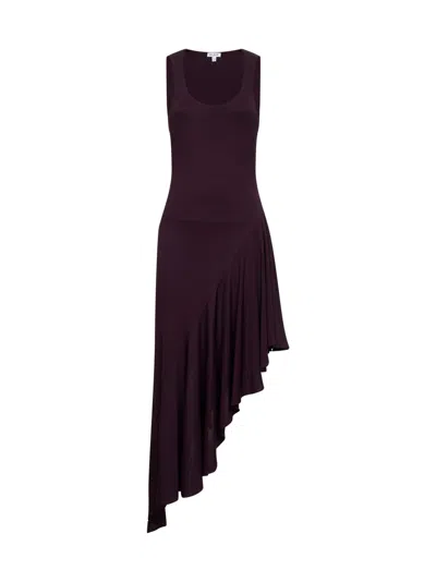 Alaïa Burgundy Fluid Jersey Asymmetric Dress In Purple