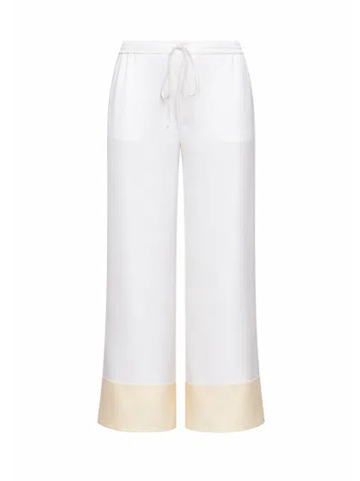 Totême Wide-leg Satin Trousers With Drawstring In White