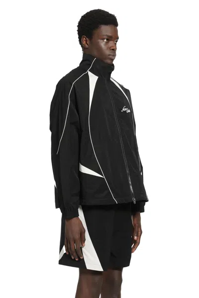 Acne Studios Technical Logo-embroidered Striped Cotton-blend Jacket In Black