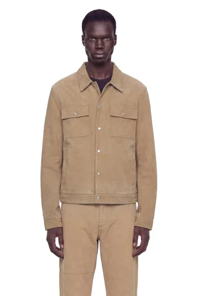 Mm6 Maison Margiela Flock Denim Trucker Jacket Sand In Brown