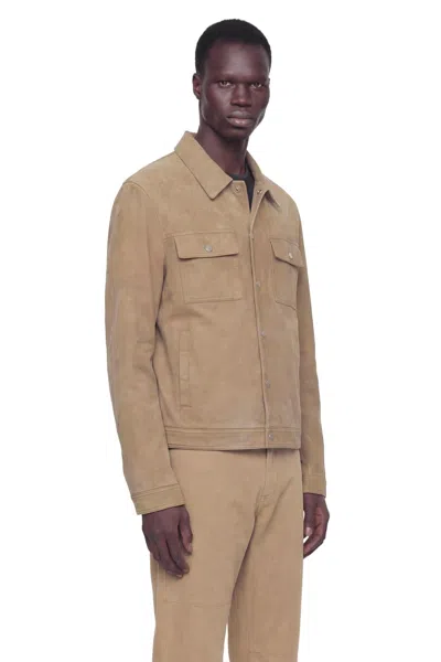 Mm6 Maison Margiela Flock Denim Trucker Jacket Sand In Brown