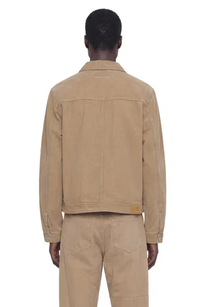 Mm6 Maison Margiela Flock Denim Trucker Jacket Sand In Brown