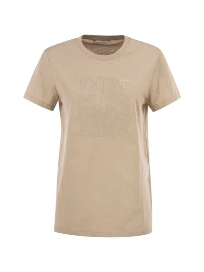 Max Mara Maxmara Mxmgiovane T Shirt With Monogram Logo In Sand