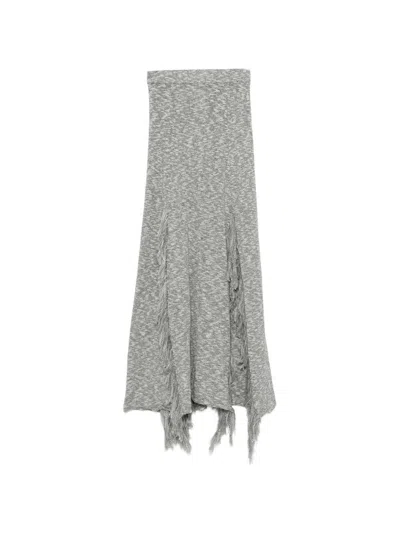 Mrz Cotton Long Skirt In Gray