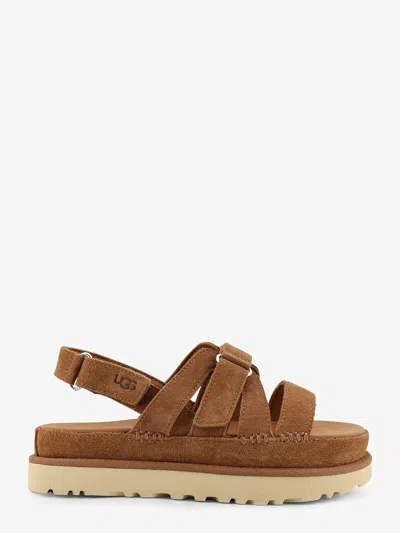 Ugg Goldenstar Flat Slingback Suede Sandals In Brown