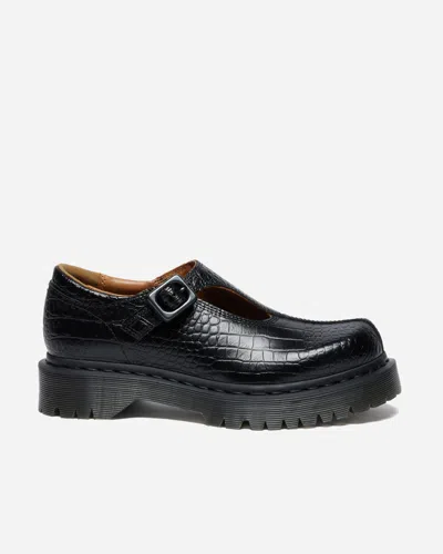 Dr. Martens Rejena Mj Analine Croc Emboss Woman Loafers Black Size 7 Leather