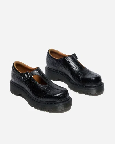 Dr. Martens Rejena Mj Analine Croc Emboss Woman Loafers Black Size 7 Leather