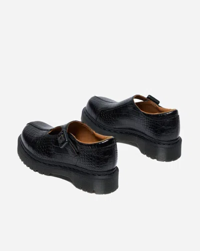 Dr. Martens Rejena Mj Analine Croc Emboss Woman Loafers Black Size 7 Leather