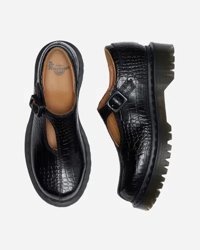 Dr. Martens Rejena Mj Analine Croc Emboss Woman Loafers Black Size 7 Leather