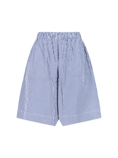 Daniela Gregis Straight Shorts Side Pockets Striped Pattern In Blue