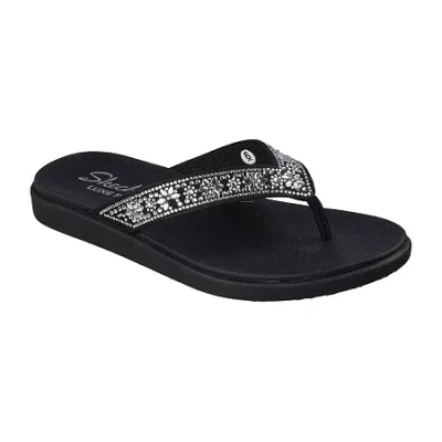 Skechers Meditation Luxe Sunny Glow Flip Flop In Black