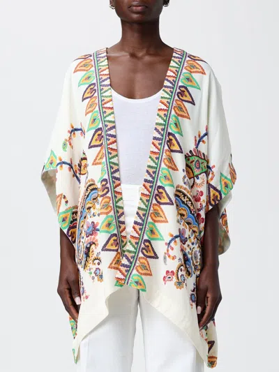 Etro Printed Kimono Jacket Open Front Draped In Multi