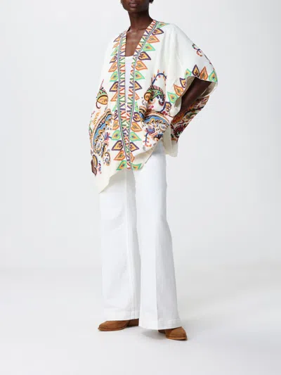 Etro Printed Kimono Jacket Open Front Draped In Multi