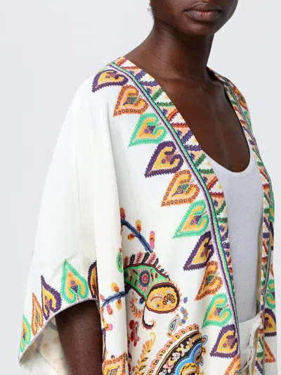 Etro Printed Kimono Jacket Open Front Draped In Multi