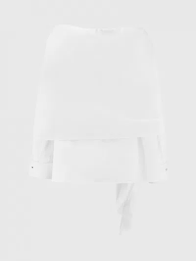 Max Mara Off-the-shoulder Tie-detailed Gathered Cotton-poplin Blouse In Multi