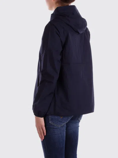 K-way Le Vrai 4.0 Claudette Logo-patch Hooded Jacket In Blue
