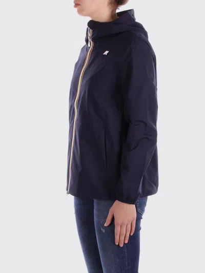 K-way Le Vrai 4.0 Claudette Logo-patch Hooded Jacket In Blue