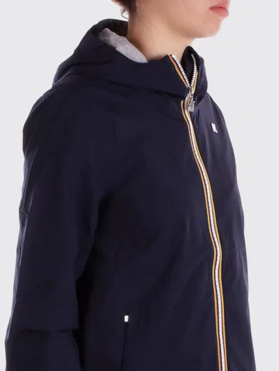 K-way Le Vrai 4.0 Claudette Logo-patch Hooded Jacket In Blue